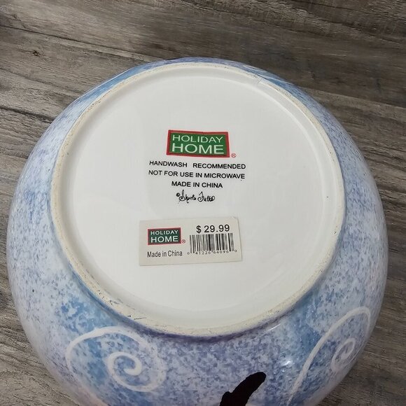 Holiday Home Santa Claus Holiday Big Ceramic Mixing Bowl New - Picture 5 of 6